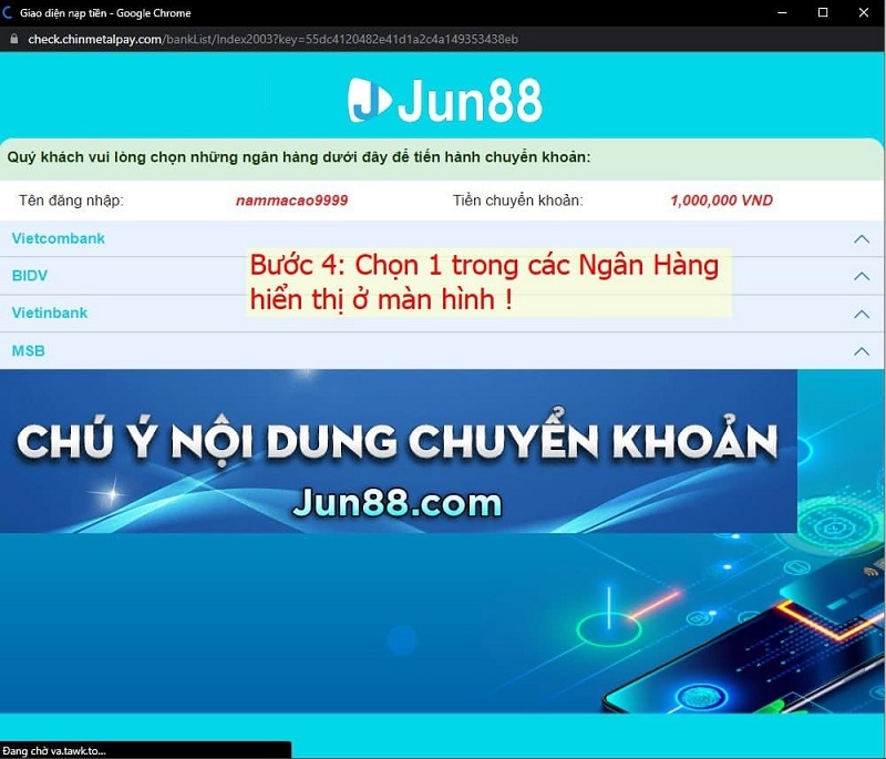 nạp tiền vào jun88