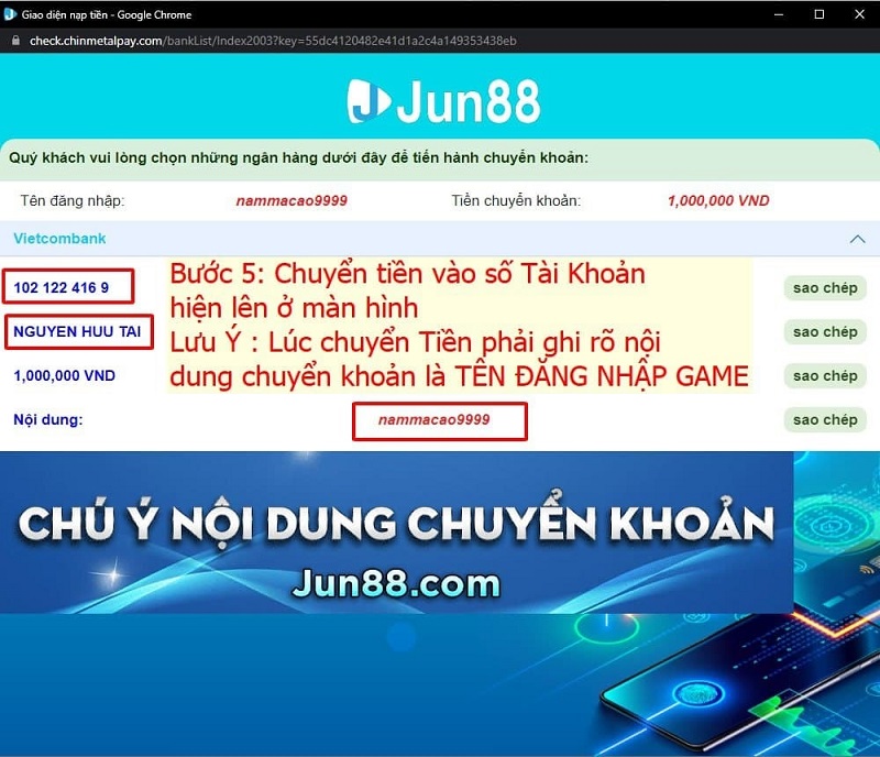 Cách nạp tiền jun88