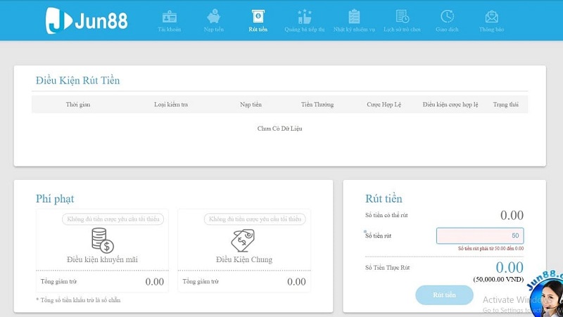 rút tiền tài khoản jun88