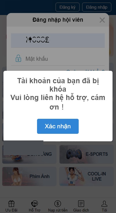 tài khoản cá cược jun88 bị khoá